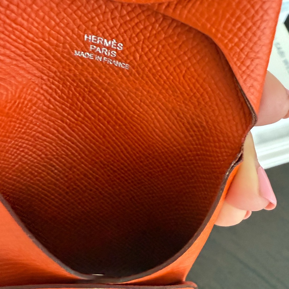HERMES Orange Leather Wallet,  full inclusion, authenticity card - Picture 8 of 14